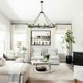 thumbnail image 6 of Magic Home 16-Light Big Wagon Wheel Chandelier,Modern Farmhouse Large Light Fixtures Large Round Chandelier,Round Kitchen Island Light,black frame + black lamp head, 6 of 10