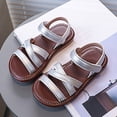thumbnail image 2 of UAYOTSE Big Girls Sandals Open Toe Adjustable Strap Flat Dress Sandals Elegant for Wedding Events,Sizes 11, 2 of 5