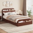 thumbnail image 1 of Walnut tamaño individual para niños' marco de cama low-profile platform con almacenamiento cabecero footboard y sturdy wood slats (no necesita colchón base), 1 of 7