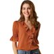 thumbnail image 1 of AllegK BluDe ManDe CampaCon Cuello En V Y Volantes PaMujer, BluCampesiDe GaInformal Vintage De Verano Rojo marrón 3XL, 1 of 6
