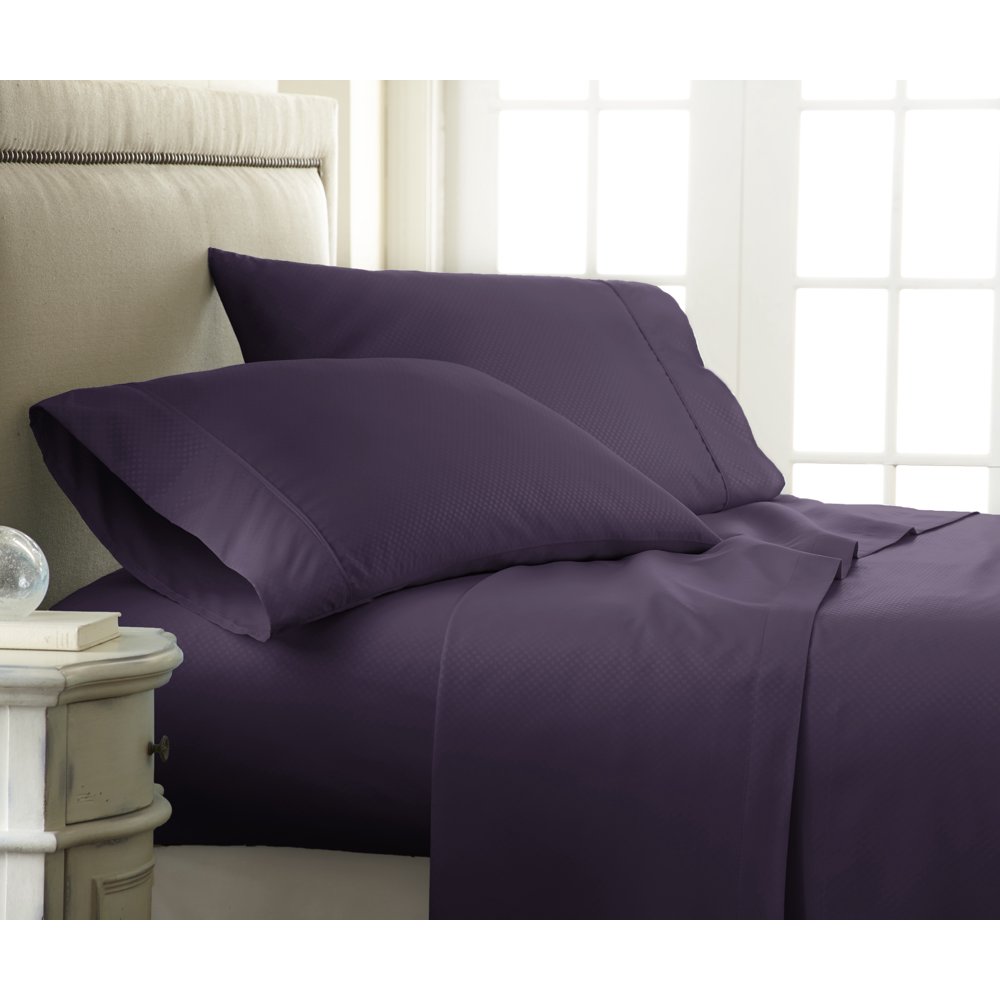 Simply Soft 4 Piece Checkered Embossed Bed Sheet Set