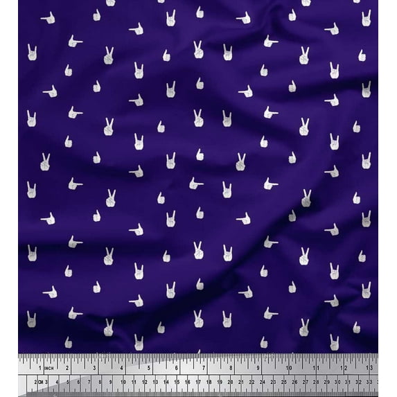Soimoi Rayon Fabric Finger Sign Shirting Fabric Prints by Yard 56 Inch Wide