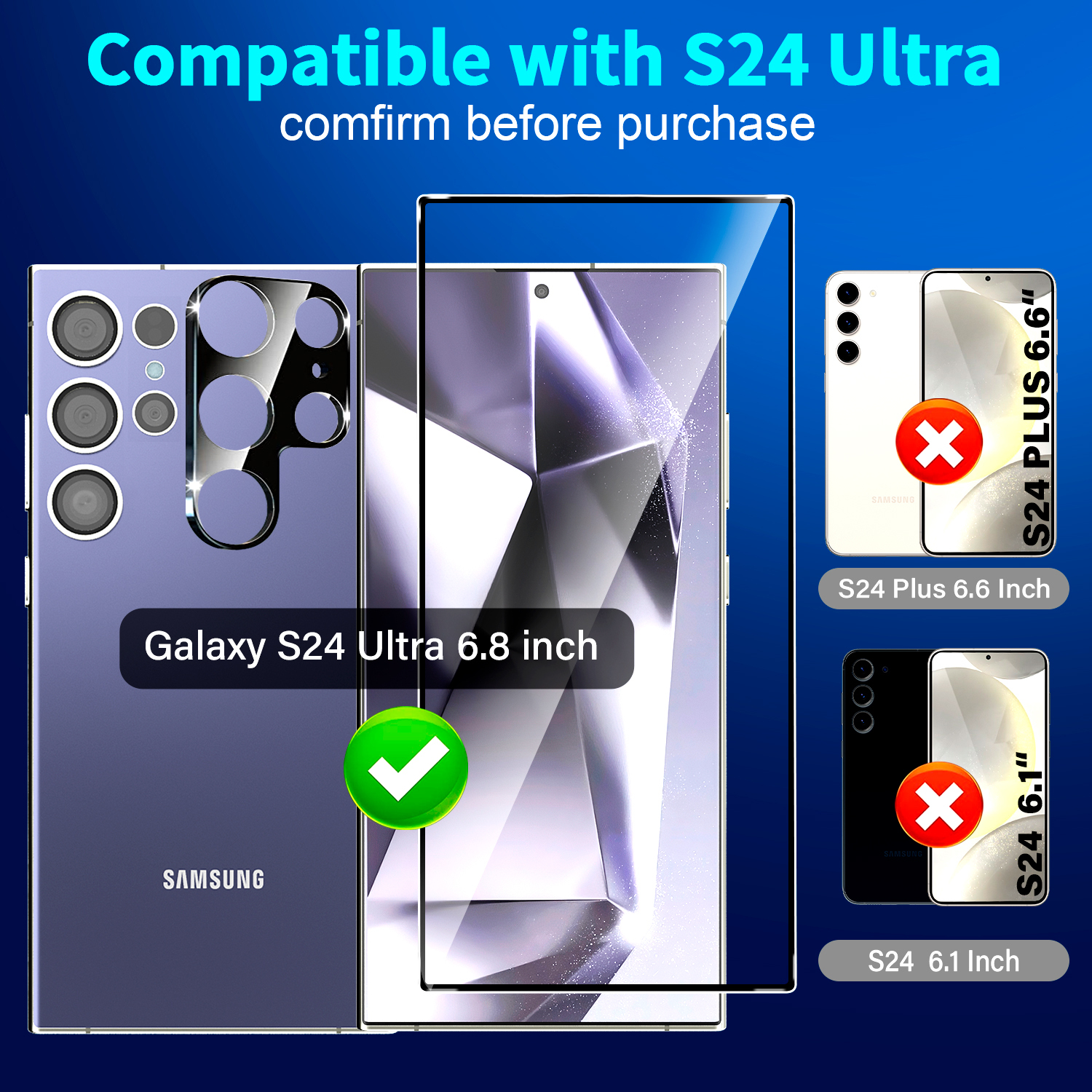KyFree 2-Pack Samsung Galaxy S24 Ultra Tempered Glass Screen Protectors photo 5
