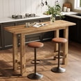 thumbnail image 1 of Tribesigns 63-Inch Solid Wood Bar Table, Wooden Counter Height Pub Table for 4-6, Rustic High Top Dining Table for Kitchen & Home Bar, Natural, 1 of 5