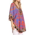 thumbnail image 4 of Sakkas Tallulah Wide Circle Blouse Poncho Top With Tie Neck Enclosure With Beads - Blue / Orange - OS, 4 of 4