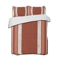 thumbnail image 2 of Quilts Twin XL Size, Vintage Rust Red Striped Soft Comforter Bedding Set for Bed, Farmhouse Modern Stripes Boho Lightweight Quilted Bedspread with Pillow Cover(2 Pieces) for All Season, 68x98 Inch, 2 of 9