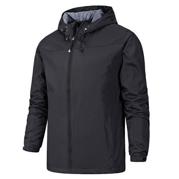 Fesfesfes Mens Waterproof Jacket Outdoor Mountaineering Jacket Windproof Solid Color Jacket