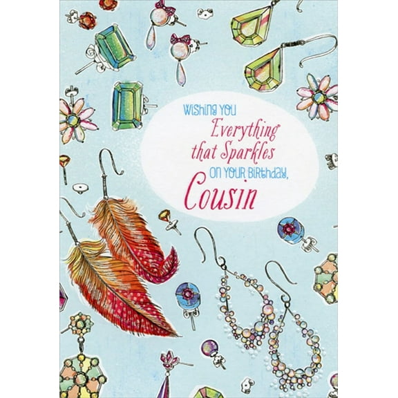 Designer Greetings Everything That Sparkles Earings Feminine Birthday Card for Female Cousin