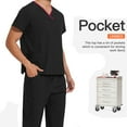 thumbnail image 3 of HardyComforts Medical Uniform Scrubs Set Scrub Top and Pants Scrub for Men Set Four Season Comfort Fits Scrub Set with 10 Pockets BLACK SIZE XXL, 3 of 8
