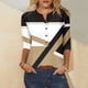 thumbnail image 2 of Tops de Algodón para las Mujeres Impreso Botón 3/4 Manga Suelta Tee, Suave Casual 3/4 Manga Superior, 2 of 3