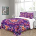 thumbnail image 4 of LAICAIW Ensemble de Housse de Couette Boho 3 Pcs, Motif Floral Mandala Léger, Violet, Format Jumeau, 4 of 7