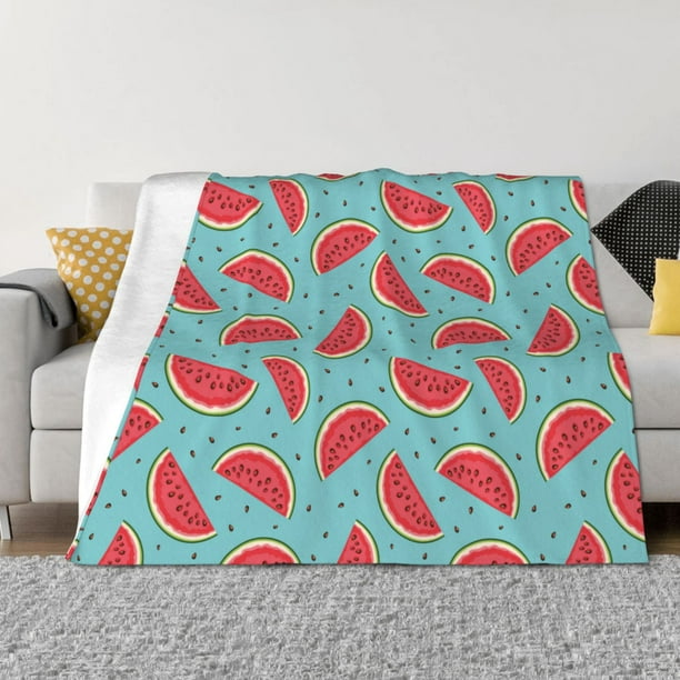Fotbe Watermelon Manta de Franela con Estampado, Manta Ultrasuave para Cama, Sofá, Auto, Hipoalergénica y Antibolitas-80"x60"