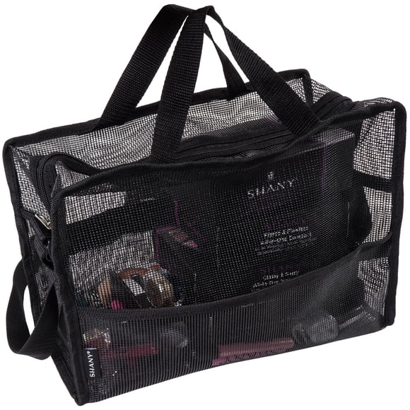 Bolsa de malla de viaje SHANY para herramientas de maquillaje, plegable, negra