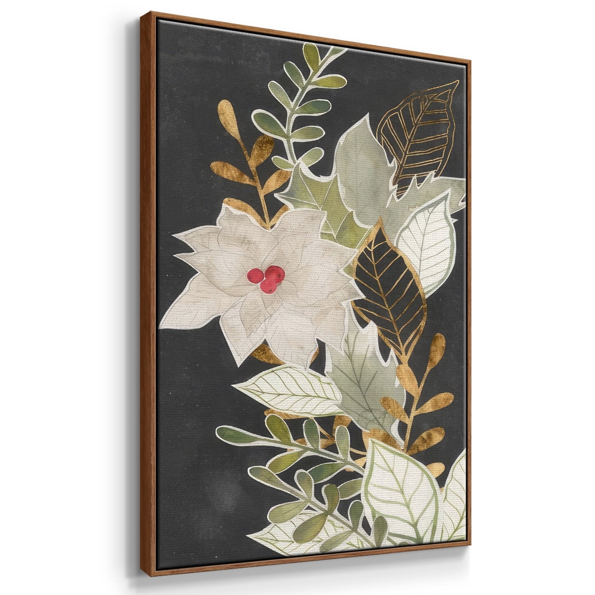 Gilded Christmas Collection B - Framed Gallery Wrapped Holiday Canvas - 25 x 37 - Rosewood Frame