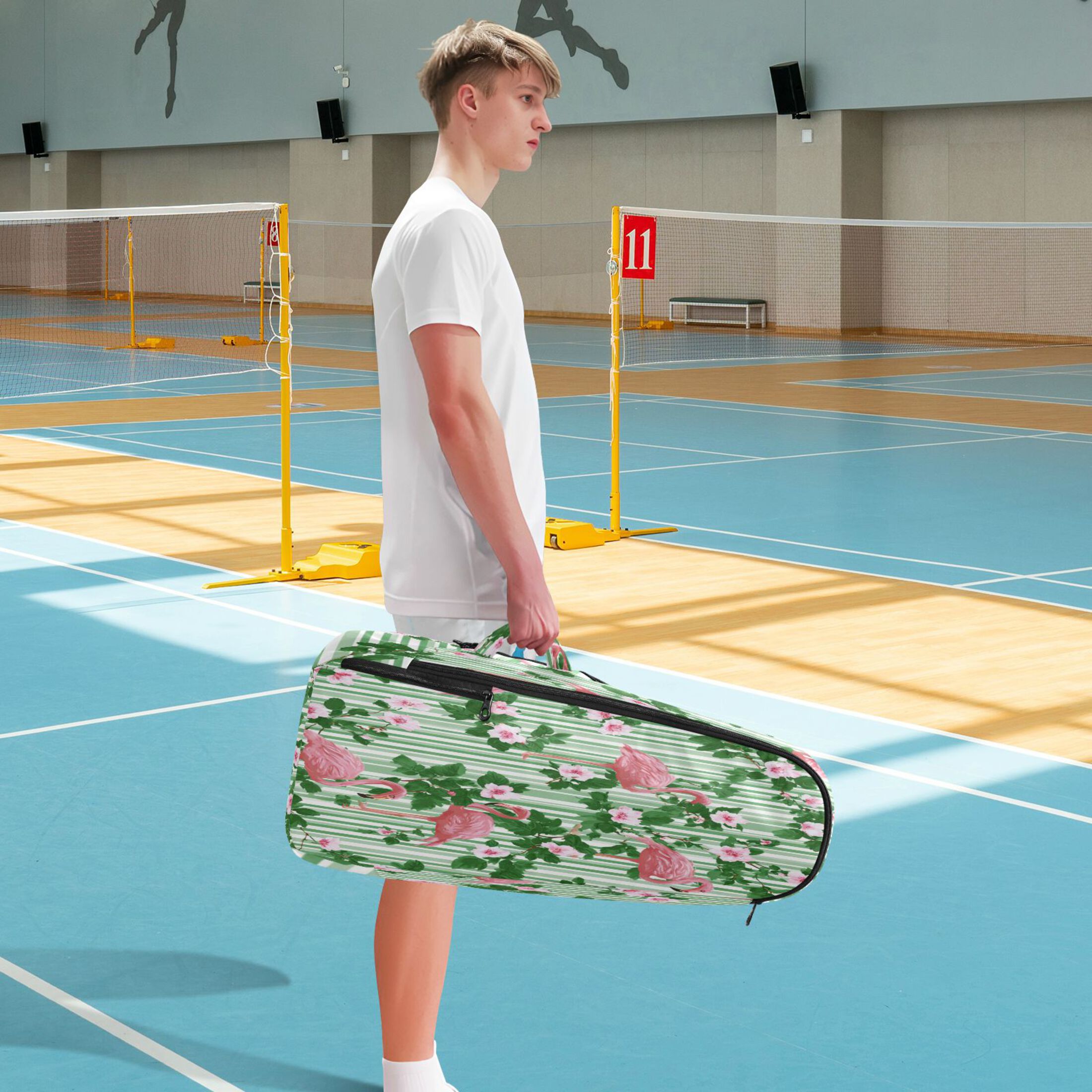 2 Racquet Holder Tennis Backpack Tennis Racket Covers Gym Bags Flamingos at Rest