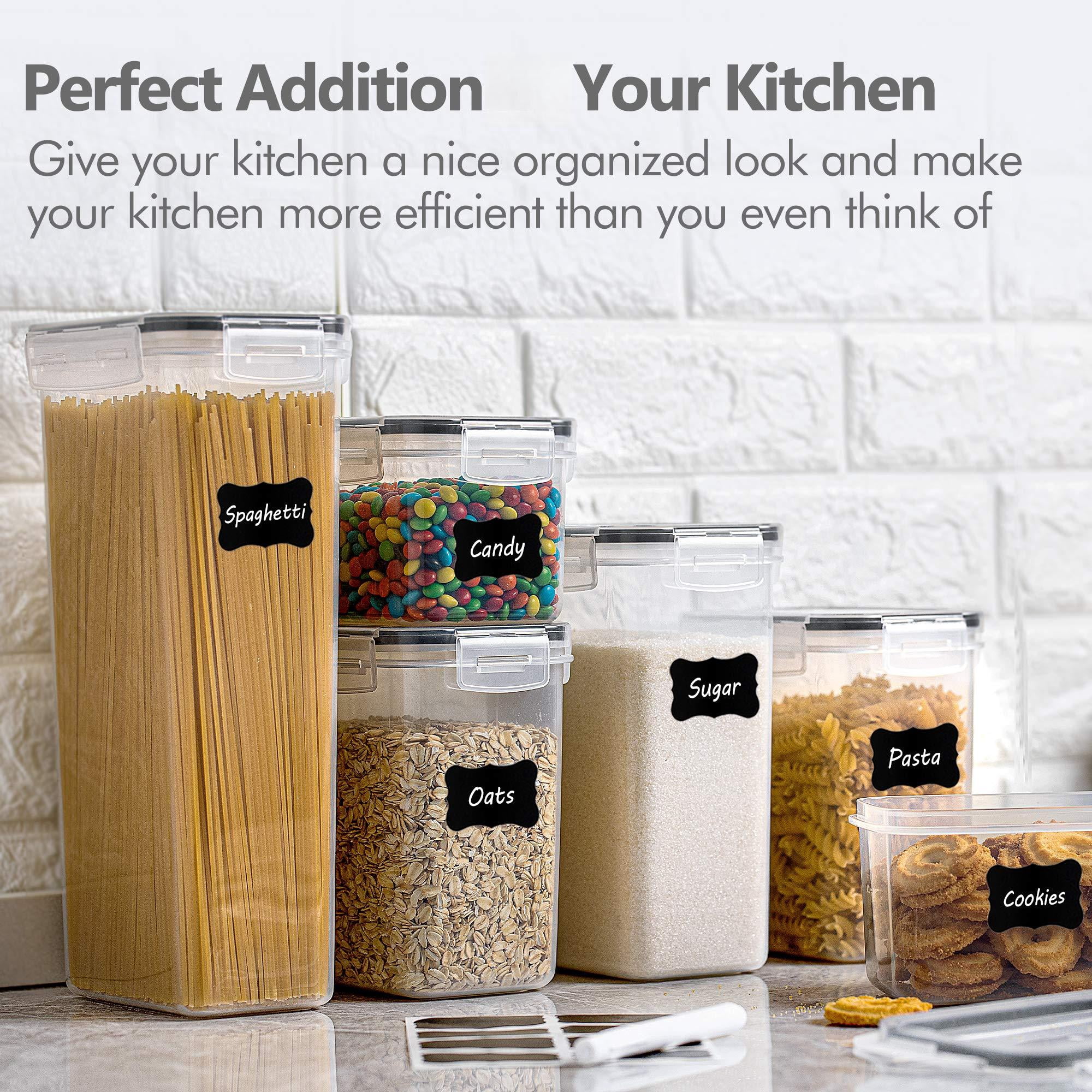 Airtight Plastic Food Storage Containers Set 14 Piece Pantry Organization for Dry Goods