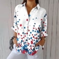 thumbnail image 2 of Cavosen Tshirt for women Long Sleeve Lapel Stars Stripes Patriotic Tee Red White and Blue Button Down Graphic Shirt Summer Loose Tops, 2 of 5