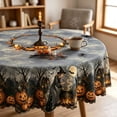 thumbnail image 5 of Round Halloween Tablecloth Vintage Pumpkin Witch, Tyidzon Waterproof 60 inch Round Tablecloth for Holiday Dinner Party Home Kitchen Dining Table Decor, 5 of 7