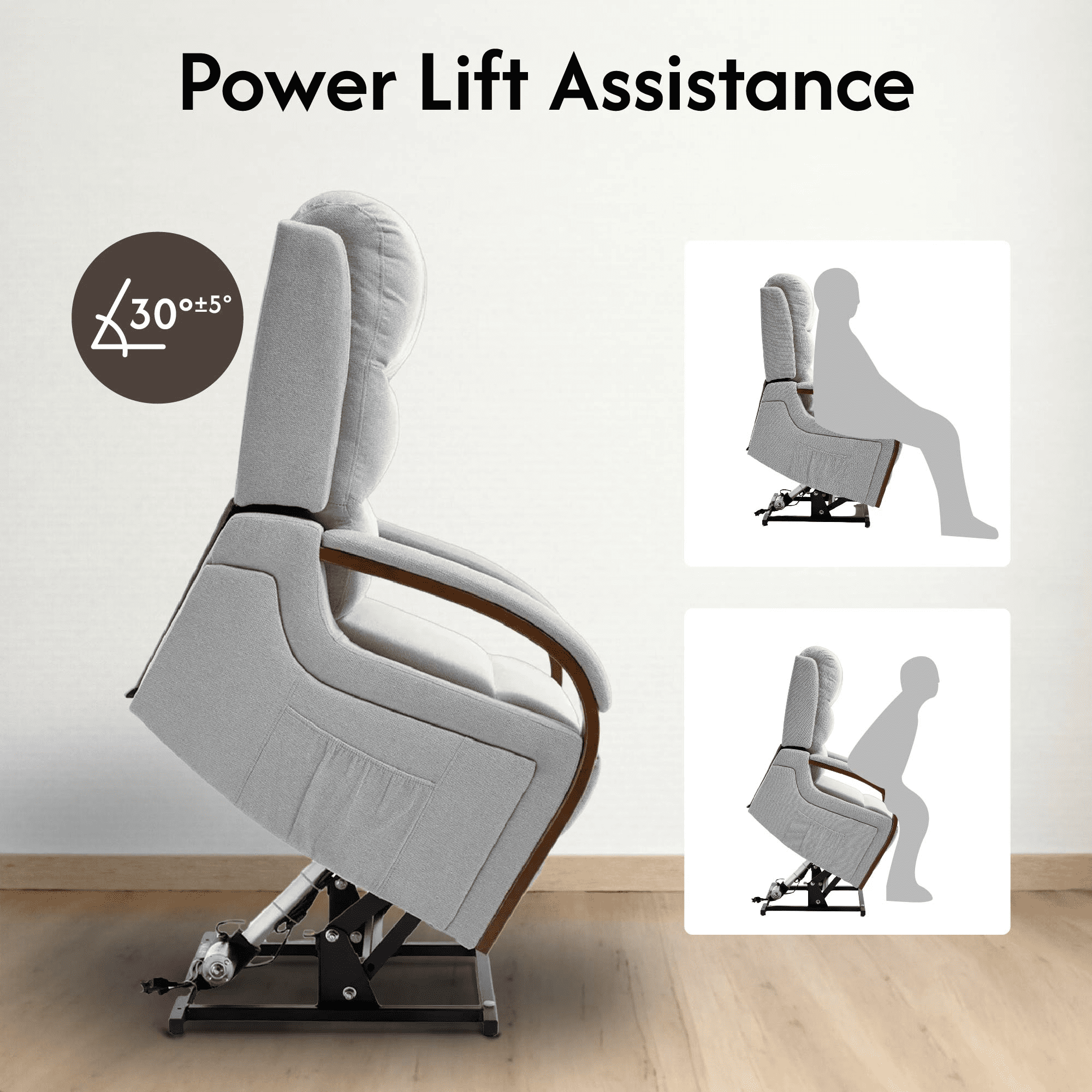 FlexiSpot Dual Motor Recliner Chair, Adjustable Recliner with Lumbar Support and Padded Seat Backrest for Living Room, Gray