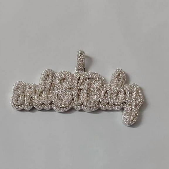 Moissanite Custom Name Pendant 14K White Gold Plated, 3ct Real Moissanite, Sterling Silver, Personalized Gift for Men, Birthday, Anniversary