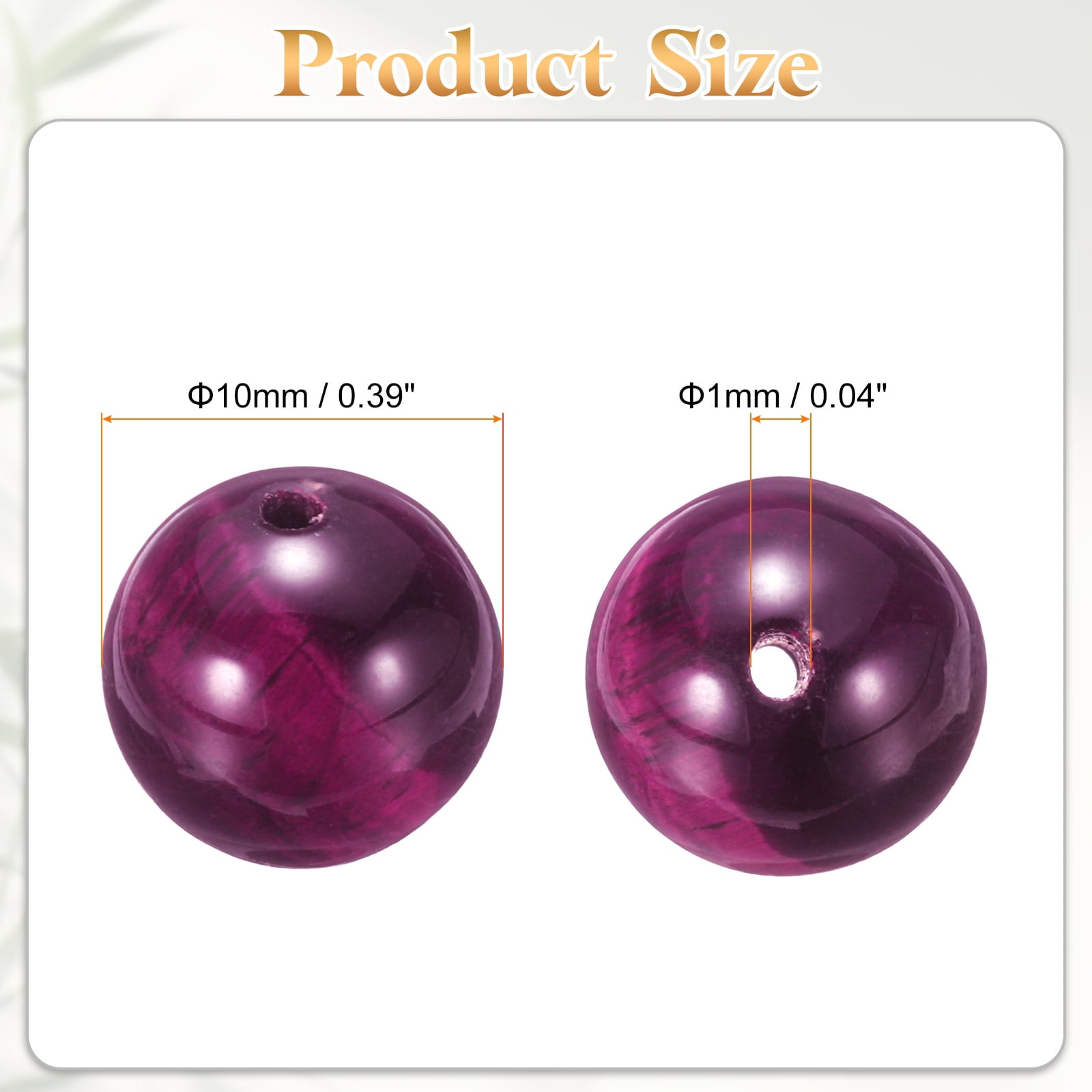 Uxcell 50Pcs Natural Stone Beads 10mm Magenta Tiger Eye Round Gemstone Stone Loose Beading Real Genuine Smooth Balls Bead for Jewelry Making Bracelets Necklace Earrings DIY