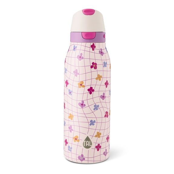 TAL 20oz Stainless Steel 2-in-1 Straw and Chug Water Bottle with Push Lid, Floral