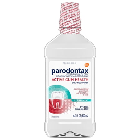 Parodontax Active Gum Health Mouthwash, Clear Mint, 16.9 fl oz, for Adults (4 Pack)