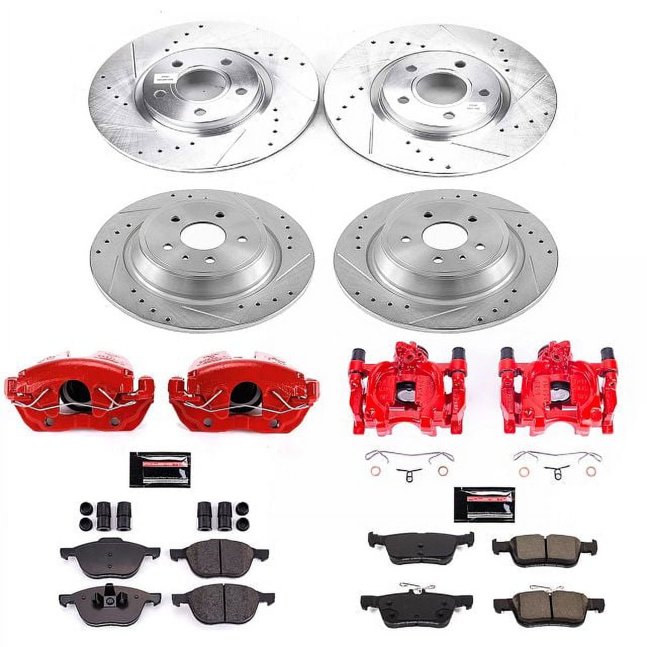 PowerStop Front and Rear Z23 Evolution Sport Brake Pad and Rotor Kit with Red Powder Coated Calipers Fits: FORD Select Models KC7571