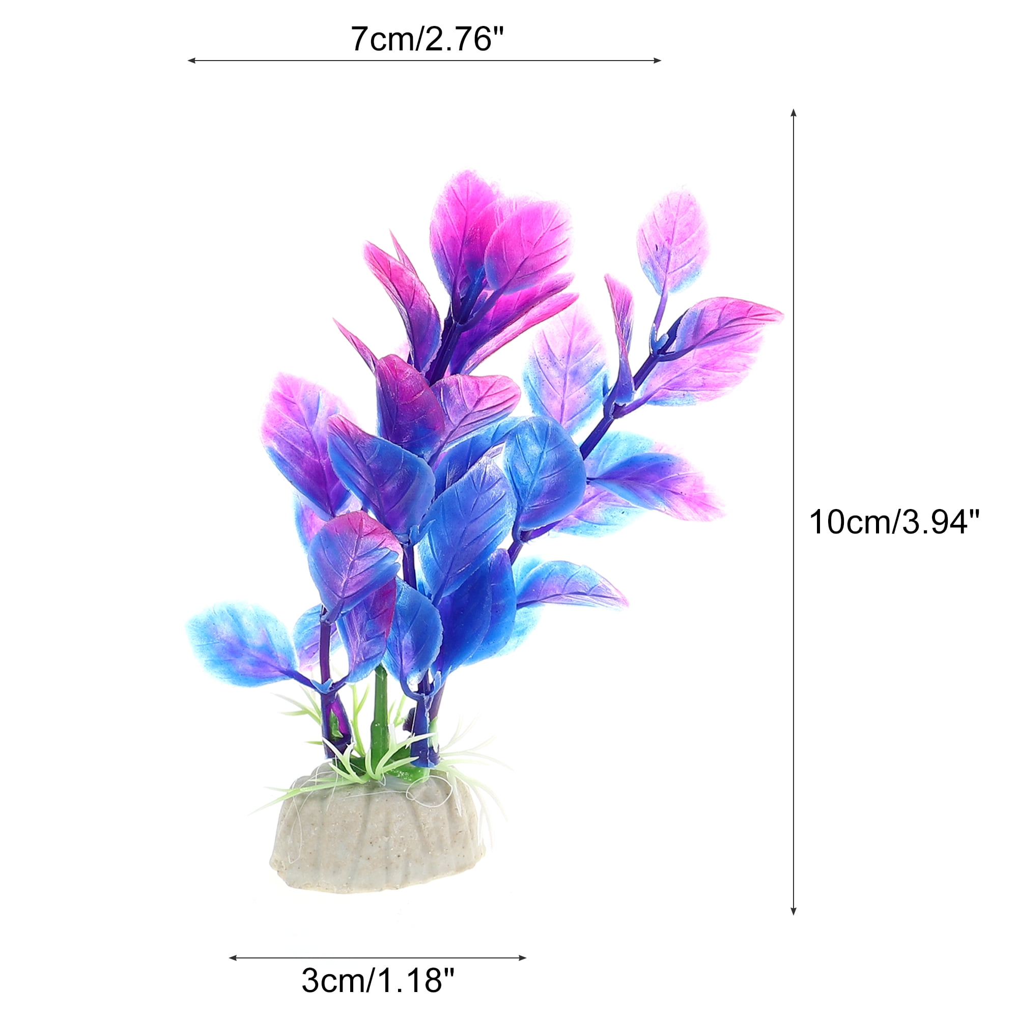 Unique Bargains 2 Pcs Aquarium Plants Decorations Artificial Aquatic Plant Purple 3.94"