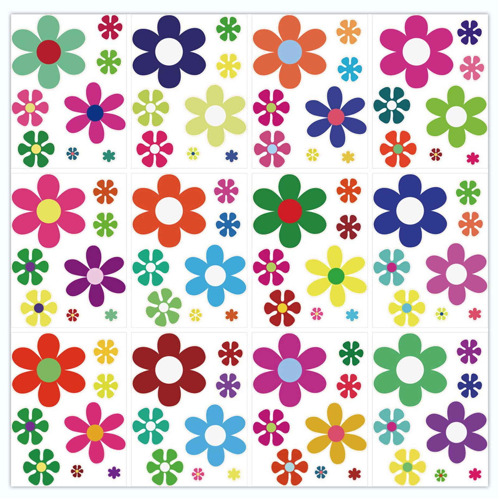 yuksok 12Pcs Colorful Flower Wall Sticker Aesthetic Vintage Daisy