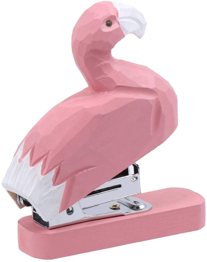 Novelty Flamingo Stapler Wood Carving Animal Desk Stapler for School