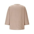 thumbnail image 6 of Button Down Shirts for Women 3/4 Sleeve Cotton and Linen Fashion Solid Color V Neck Loose T Thirt Blouse, 6 of 8