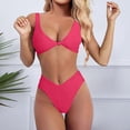 thumbnail image 2 of TAIAOJING Womens Bikini Set Two Piece Bikini Set For Solid V Neck Knot Front Push Up High Leg Thong Two Piece Swimsuit, 2 of 5
