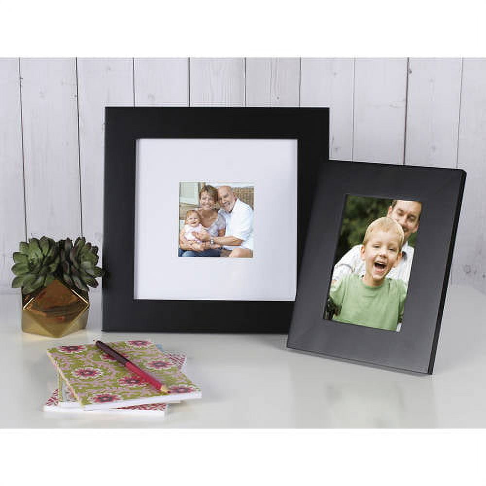 Mainstays Museum 8x8 Matted to 4x4 Flat Wide Gallery Picture Frame, Black, Set of 2