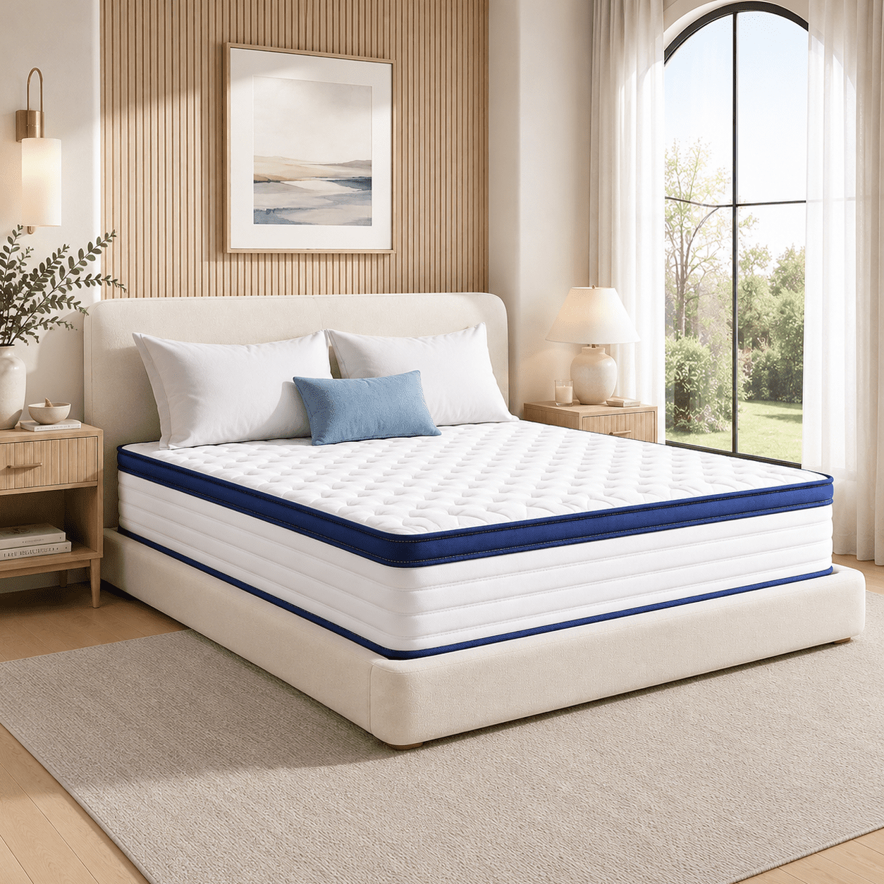 King Size Mattress with Balanced Medium Feel, UHOMEPRO 12 Inch Hybrid Mattress with Gel Memory Foam in a Box, Colchon Queen Size with Motion Isolation & Strong Edge Support, Blue