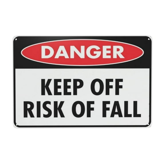 Danger Keep Off Risk Of Fall Sign Tin Sign Warning Metal Sign Vintage Sign Wall Decor for Home Farm Bar Coffee Shop Club Decoration 8x12 Inch