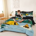 thumbnail image 4 of Catabedysis Starry Camping 7-Piece Twin Bedding,Bear Tent Print Bedding Comforter Set For Boys,Multicolor,Black Reversible, 4 of 7