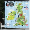 thumbnail image 4 of Ambesonne Cartoon Shower Curtain, Maps of Britain Ireland, 69"Wx75"L, Pale Blue Apple Green, 4 of 5