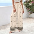 thumbnail image 2 of DHFJKG Linen Pants Women Boho Printed Flowy Wide Leg Palazzo Lightweight Casual Drawstring Summer Pants Beach Vacation Clothes Trendy Trousers, 2 of 4