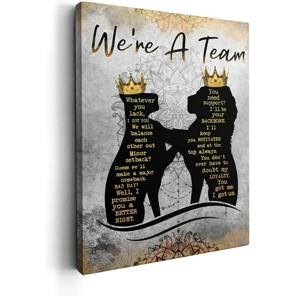 Lions Picture Wall Decor The Lion King and Queen with Crown Wall Art Inspirational Quotes Canvas Print Painting Wall Décor for Bathroom Bedroom Office Unframed Artwork