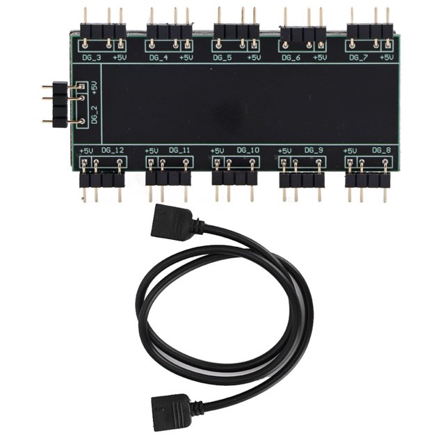 Computer 10-Channel RGB Hub PC MOD Motherboard RGB Fan Extension Cable (5V 3-Pin)