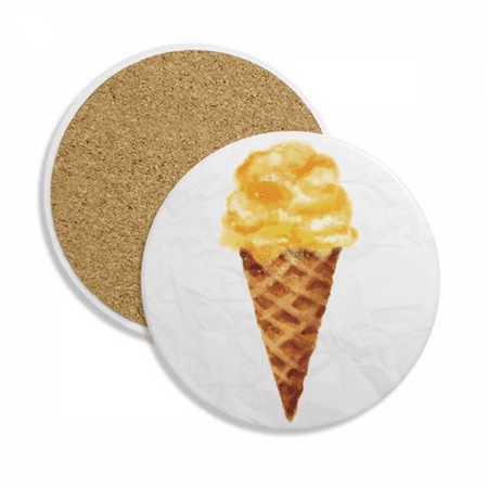 

Yellow Watercolor Sweet Ice Coaster Cup Mug Tabletop Protection Absorbent Stone