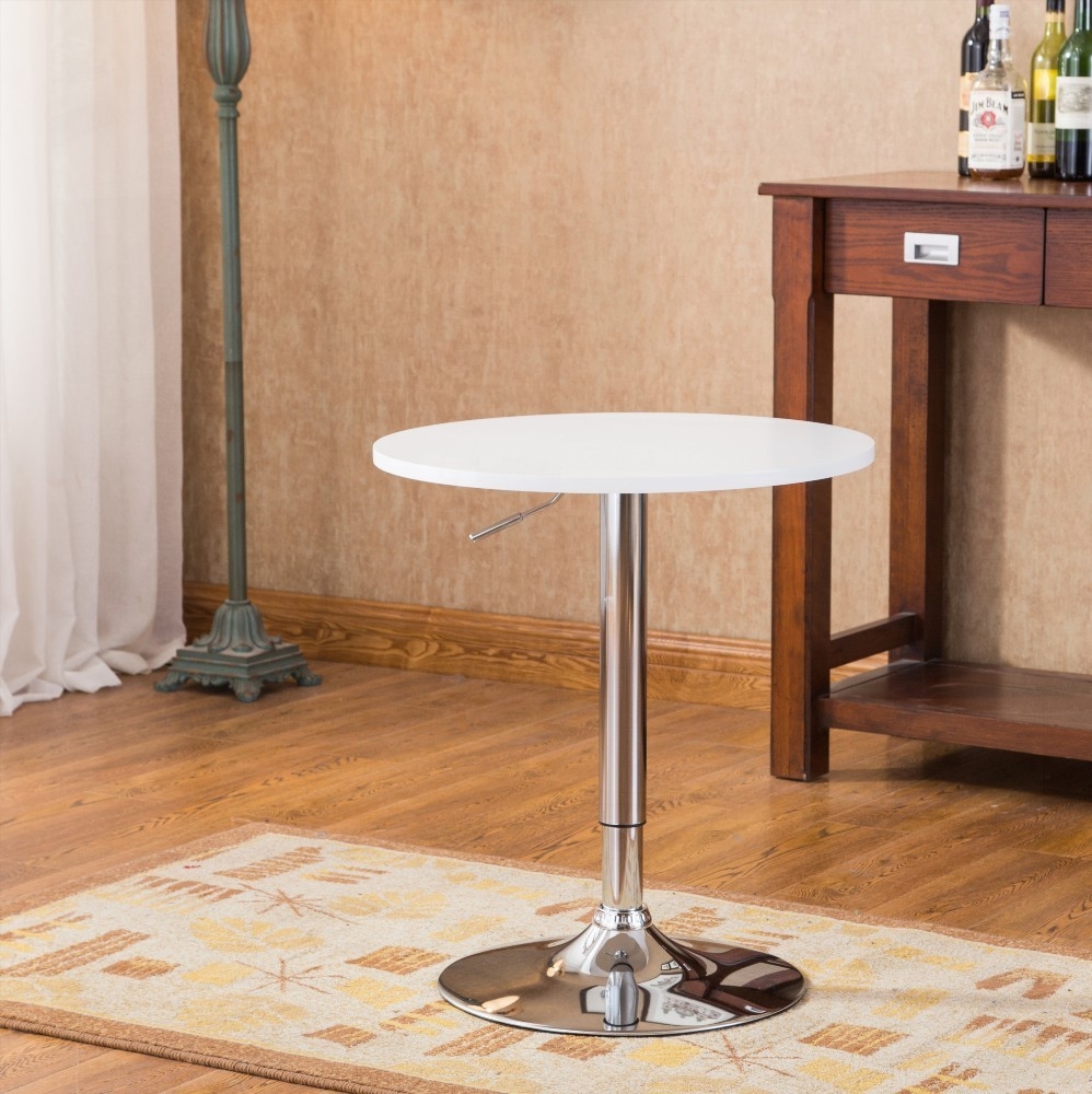 Modern Adjustable Wood and Metal Bar Table in White - Stylish Home Decor Must-Have