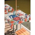 thumbnail image 2 of Outdoor Tablecloth with Umbrella Hole for Patio/Picnic/Party/Camping, Independence Day Waterproof Table Cloth Square Cover Washable, Gnomes American Flag Flowers Retro Blue Plaid (60"x 60"), 2 of 9