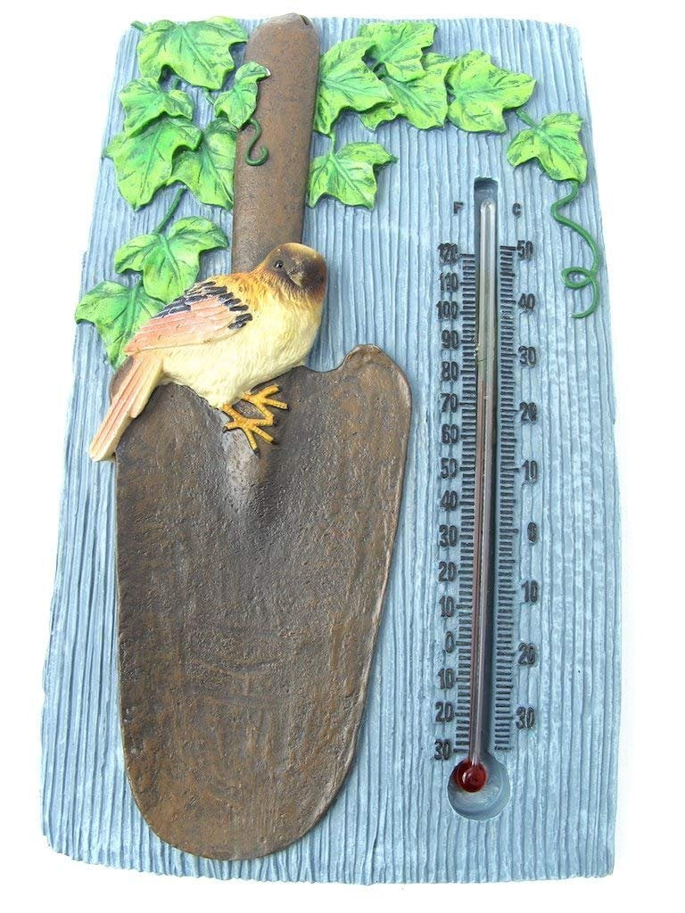 Stone Garden Patriotic Thermometer Sparrow and Spade