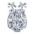 thumbnail image 2 of ZEHJUHAN Baby Girl's Sleeveless Ruffle Print Bow Strap Romper, Lace Trim Jumpsuit with Snap Closure Blue flowers，6-9M, 2 of 7