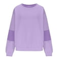 thumbnail image 3 of Goodeals Saving,Round Neck Sweatshirts for Women Colorblock Long Sleeve Oversized Sweatshirt 2024 Crewneck Casual Loose Pullover Tops(Purple,M), 3 of 4