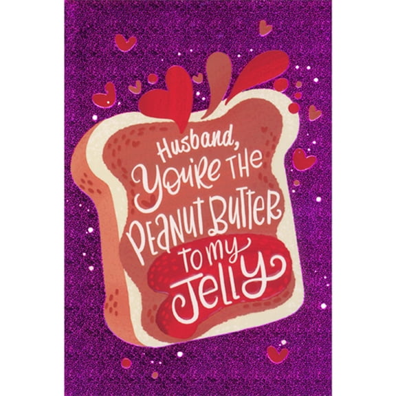 Pictura You're the Peanut Butter to My Jelly on Purple Foil Background Valentine's Day Card for Husband