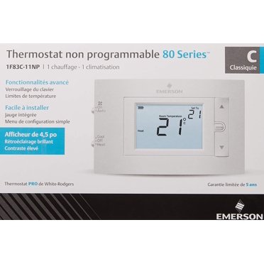 White-Rodgers 1F83C-11NP Digital Thermostat – 1H/1C, Blue Screen, Non-Programmable