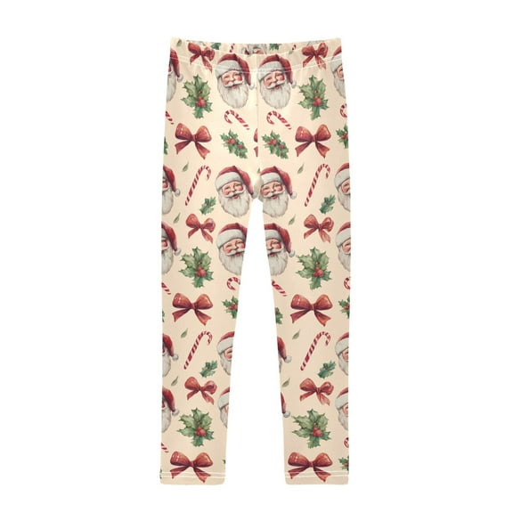 joogoo Girls' Leggings Santa Candy Cane Bows Yoga Pants 6T